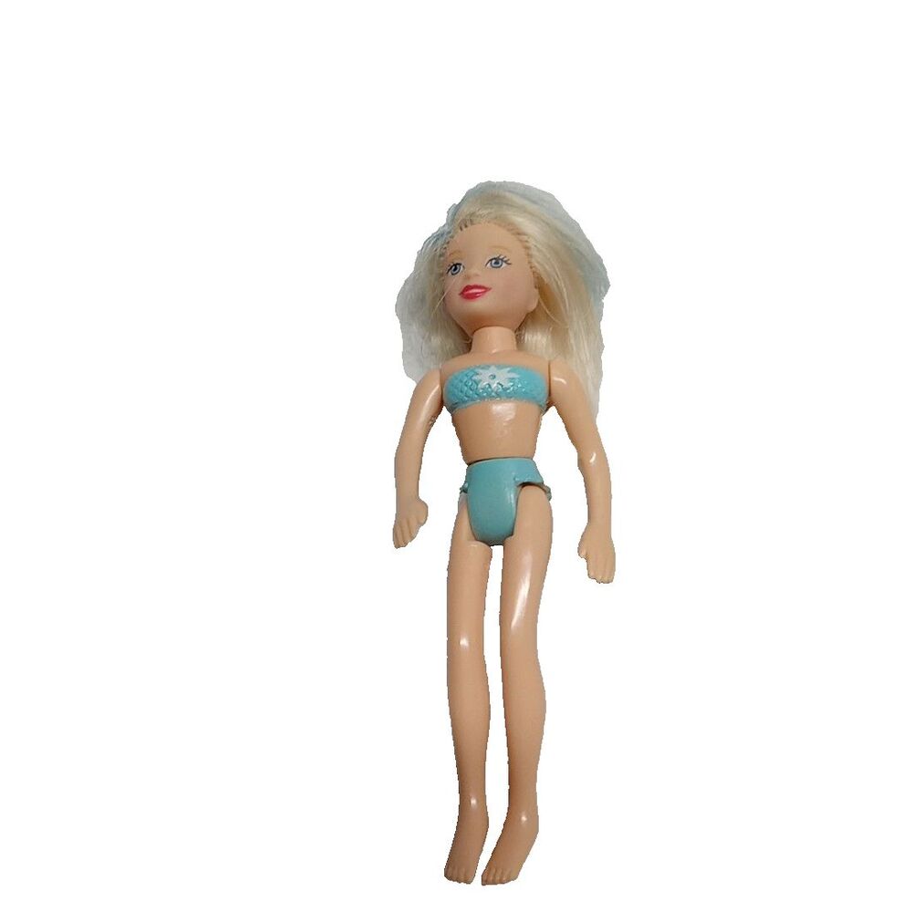 MATTEL DOLL Girl Blonde hair with blue high lights 3 1/2" TALL
